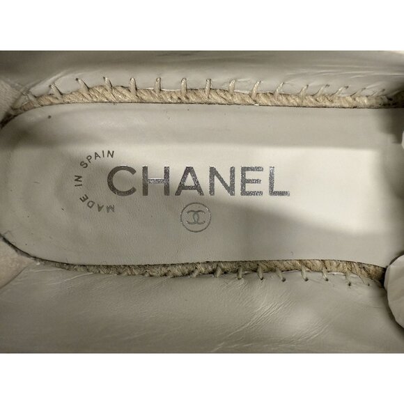 Chanel Espadrille Flats Canvas & Leather CC Logo Design Black/Gray - Picture 4 of 12